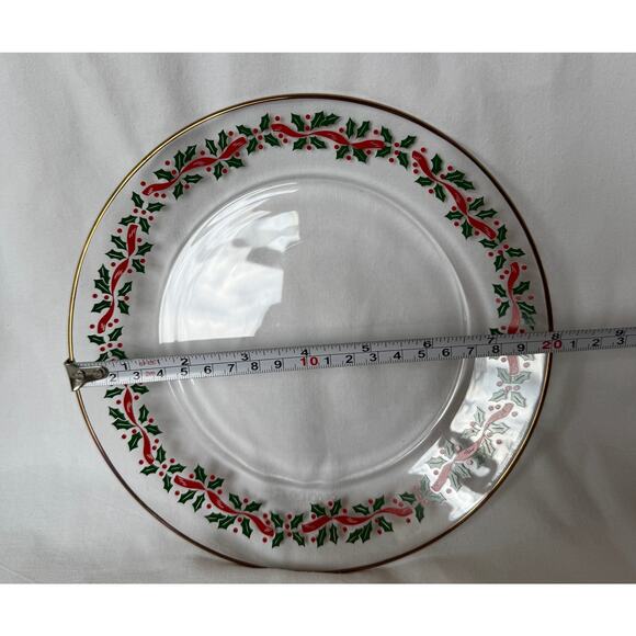 Vintage Salad Plates Arcoroc Glass Christmas Gold Rim 8 inch Set of 4 - Picture 5 of 6